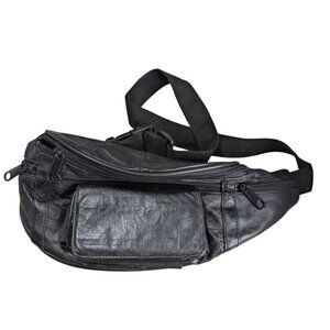Vintage Zemuron Leather Fanny Pack With Adjustable Strap & Multiple Zipper Pocke